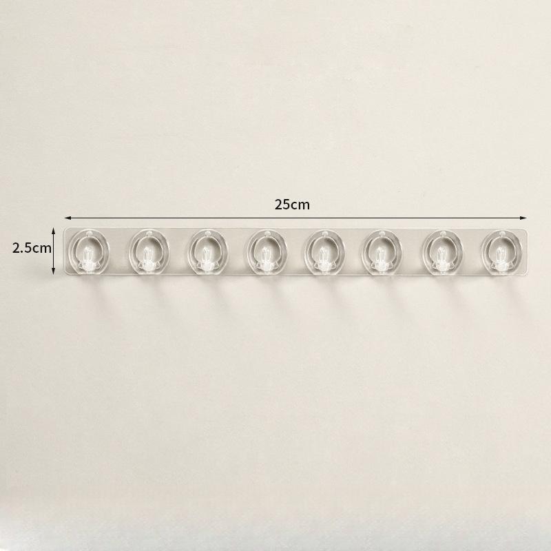 Transparent 8 Row Hook Wall Mounted Jewelry Anti Knot Storage Hook Hair Accessory Storage Rack Earrings Necklace Display Rack