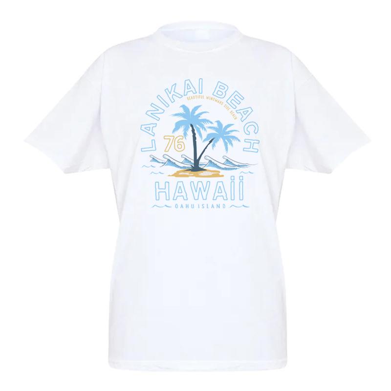 Women Retro Style Lanikai Beach TShirts Summer Fashion Hawaii Vacation T Shirt Tops FeUnisex Short Sleeve Vintage Tropical Tshirt