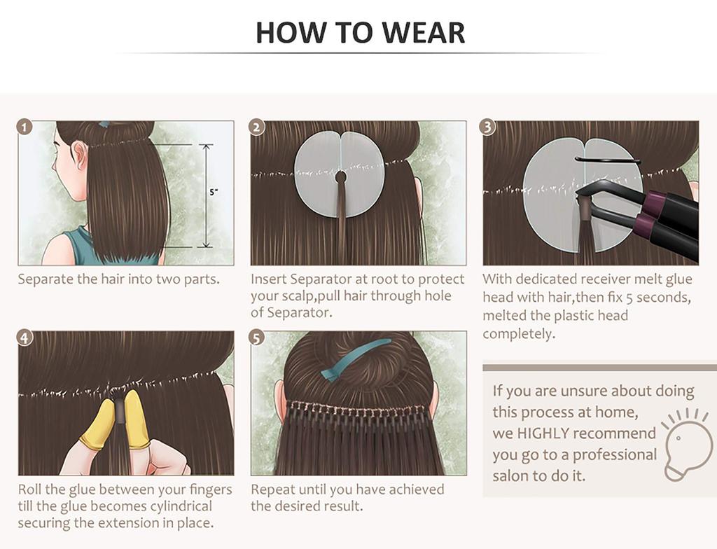 ALISY Human Hair NAIL U TIP Tip Remy Hair Colored Wig Set Extensions, Extensions, Extensions, 50-Piece (16-inch, 33#)