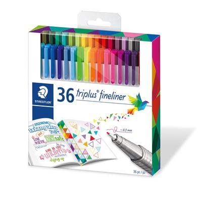 Canetas Fineliner Triplus, Conjunto de 36 Cores, 334 C36