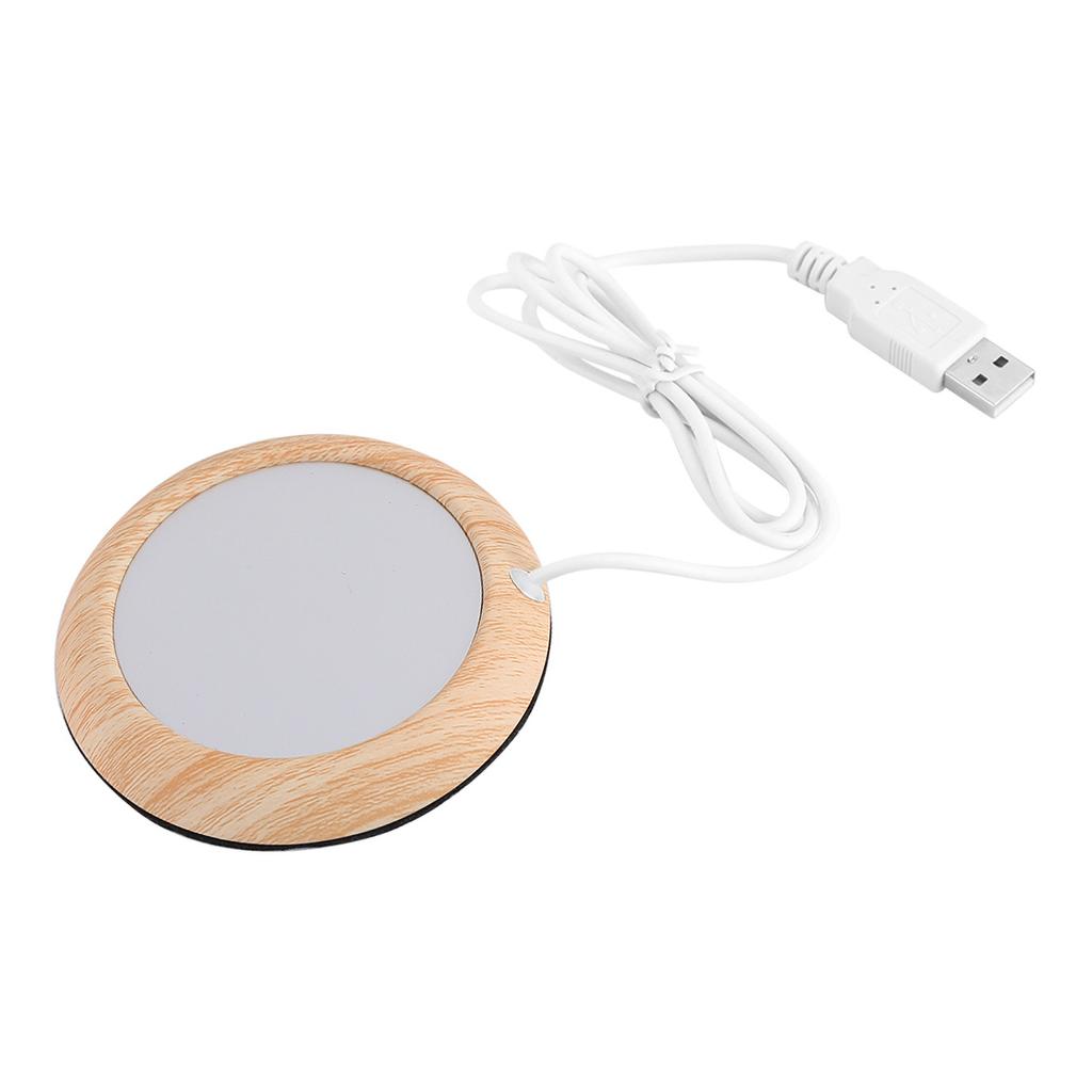 USB Wood Grain Cup Warmer Heat Beverage Mug Mat Office Tea Coffee Heater Pad