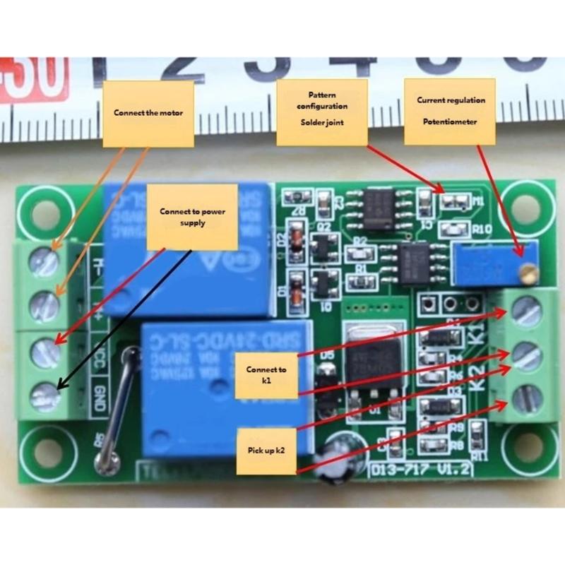 Reversible DC24V Motor Driver Control Board with Adjustable 0.2A-10AOutput Overcurrent Protections for Motor Application
