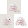 Lolita Plush Rabbit Bag With Artificial Pearls And Bow Decor For Casual Travel And Gift For Girls