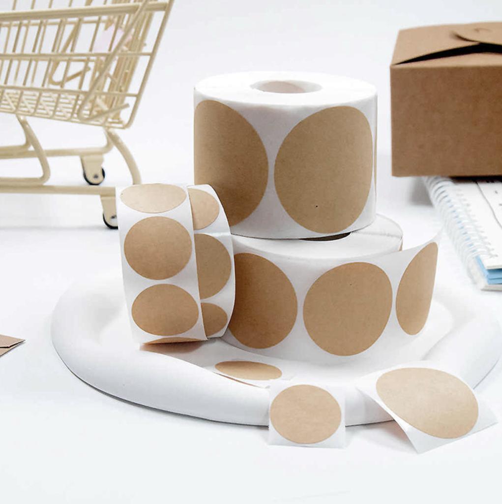 25mm Kraft Round Stickers Self-adhesive Label Paper Sticker Classification Name Personalized Labels Stickers