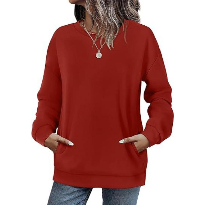

Европейский и американский новый стиль, свободный велюровый свитшот с круглым вырезом для женщин, однотонный, универсальный велюровый топ с длинным рукавом S кларет