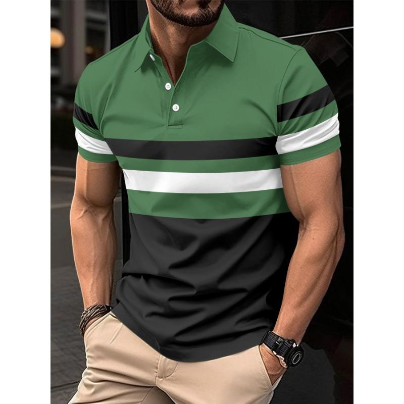 Summer Polo Shirt Striped Men's Sports Polo Shirt Top T-Shirts Men’s