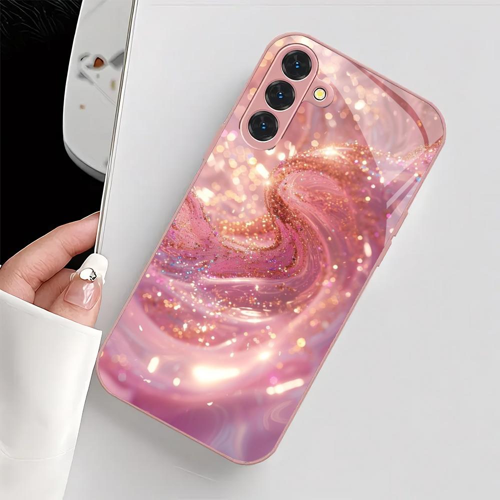 

Pink texture design glass phone case suitable for Samsung Galaxy S26 S25 S24 S23 S22 S20 FE/Ultra/Plus shockproof back cover GalaxyS25