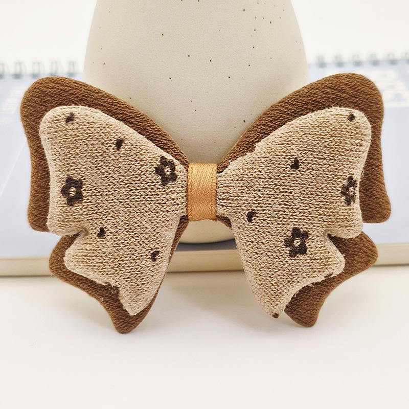 Retro Coffee Plaid Fabric Bows for DIY Accessories & Headwear