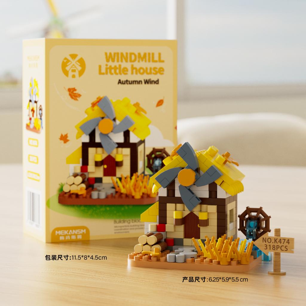 Non-Toxic Christmas Toys Four Seasons Cabin Building Blocks Micro Bricks Kids Educational Toys Diy Christmas Decorations Gifts