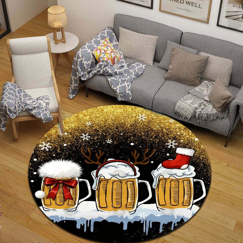 Serene Round Rainbow Multicolor Carpet, Non-Slip Floor Mat for Dining Room