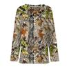 Women's Fashion Hem Split Casual Dead Leaf Print Round Neck Long Sleeve Top
