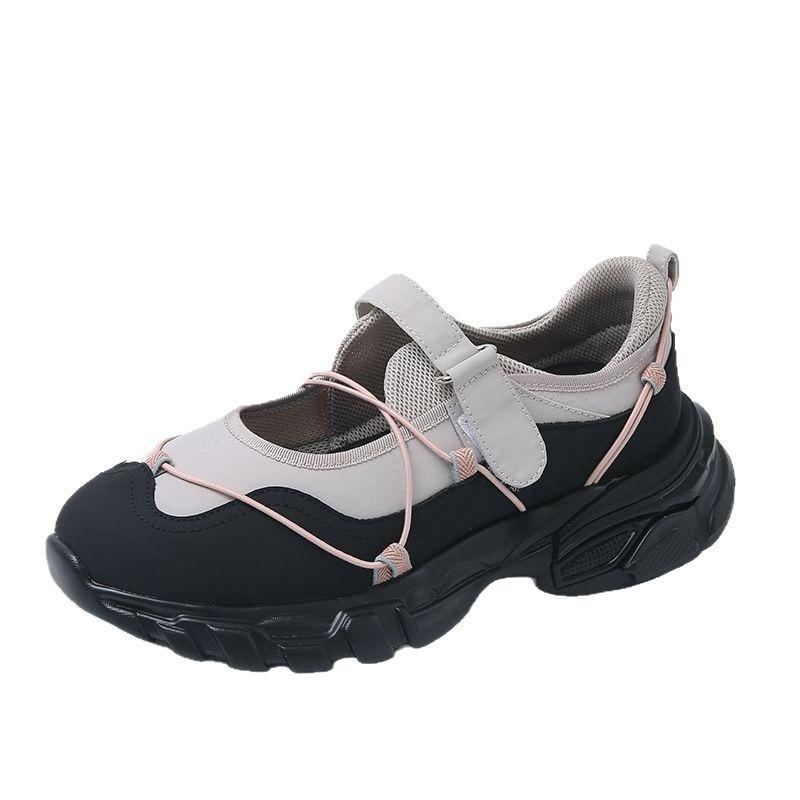 Hong Kong design sense ugly cute Mary Jane shoes women's spring new thick sole heightening round head casual shoes