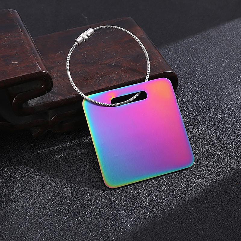 Stainless Steel Tag Keychain Lightweight Durable 1Pcs with Steel Wire Loops Luggage Keyring for Hiking Business Trip Use