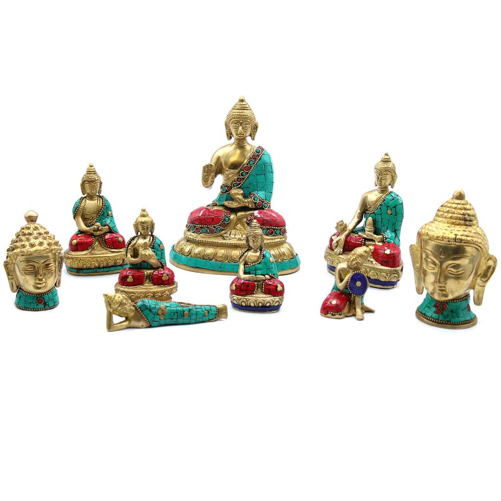 Buddha Head Statue Brass 8 cm