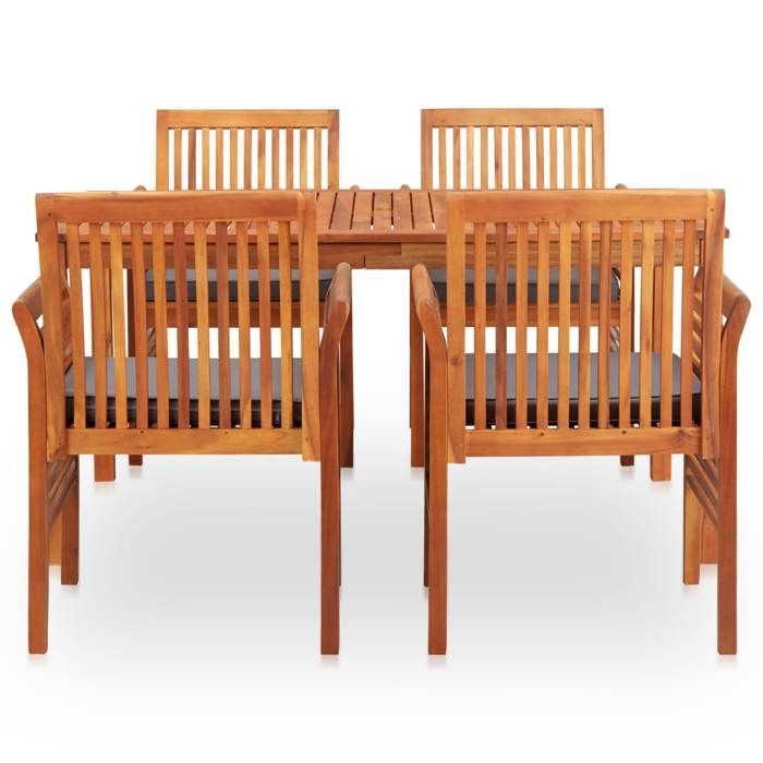 Maison Exclusive - Ensemble à manger d'extérieur 5 pcs et coussins Acacia solide