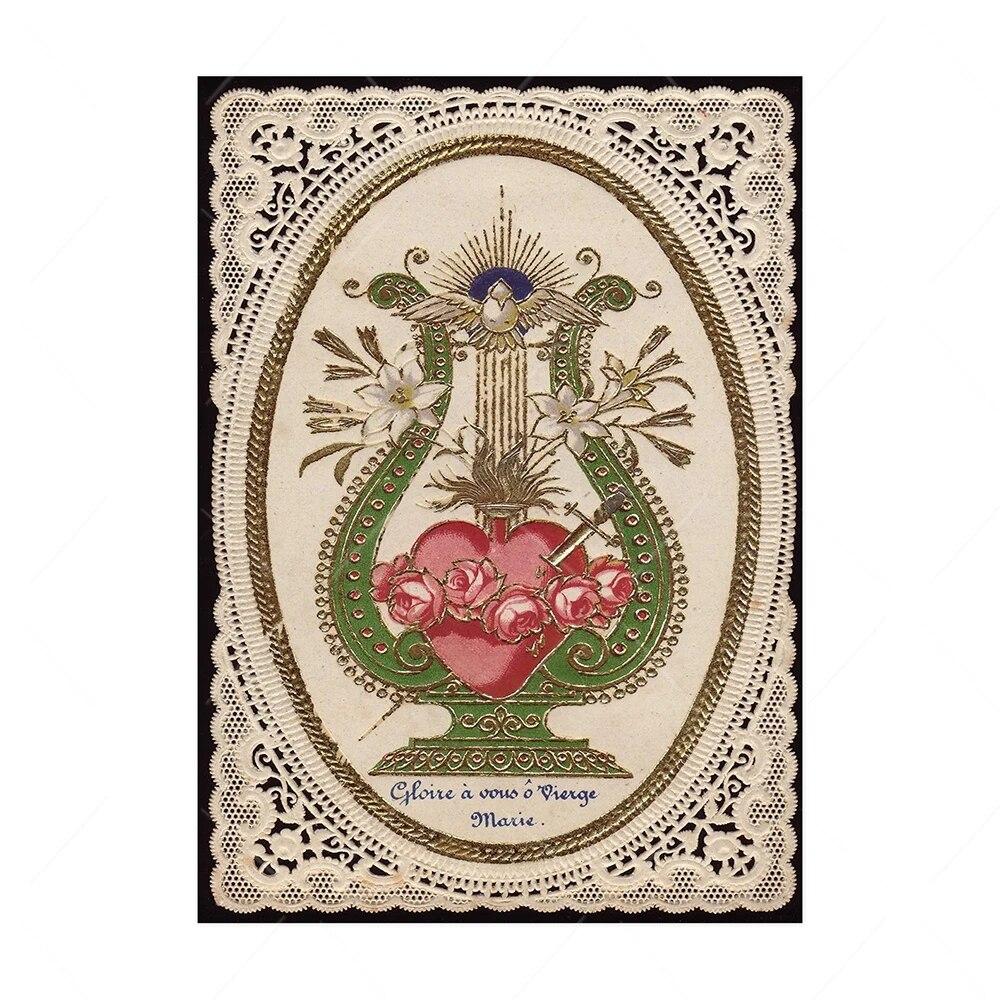 

Винтажное Святое Сердце Иисуса, художественные принты, плакат, абстрактная религия, холст, живопись, ретро настенная картина, украшение для дома, без рамки 21*30cm