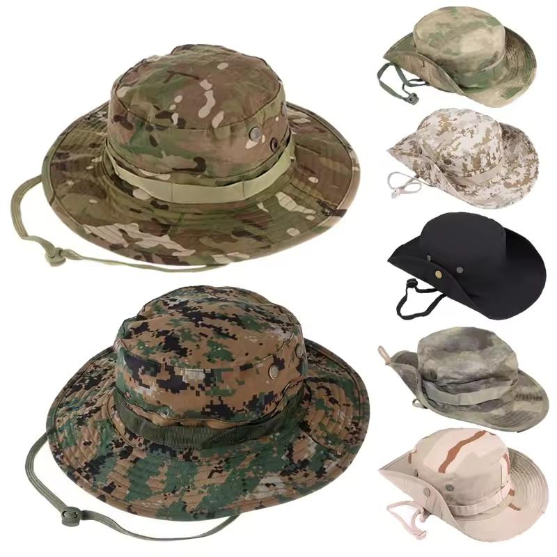 Boonie Tactical Camouflage Hats Camping Climbing Bucket Fisherman Sniper Hat Men Outdoor Fishing Hiking Cap Sun Protective Boonie Caps