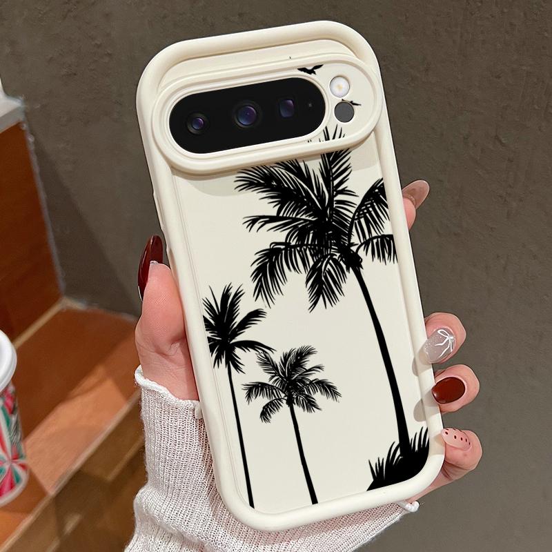 

Для Google Pixel 9 Pro XL 8A 8 7 Pro 7A Чехол для телефона Ракушка Принт кокосовой пальмы Матовый Ударопрочный ТПУ Мягкий Противоударный Защита объектива Бампер Google Pixel 7 Pro серый/бежевый