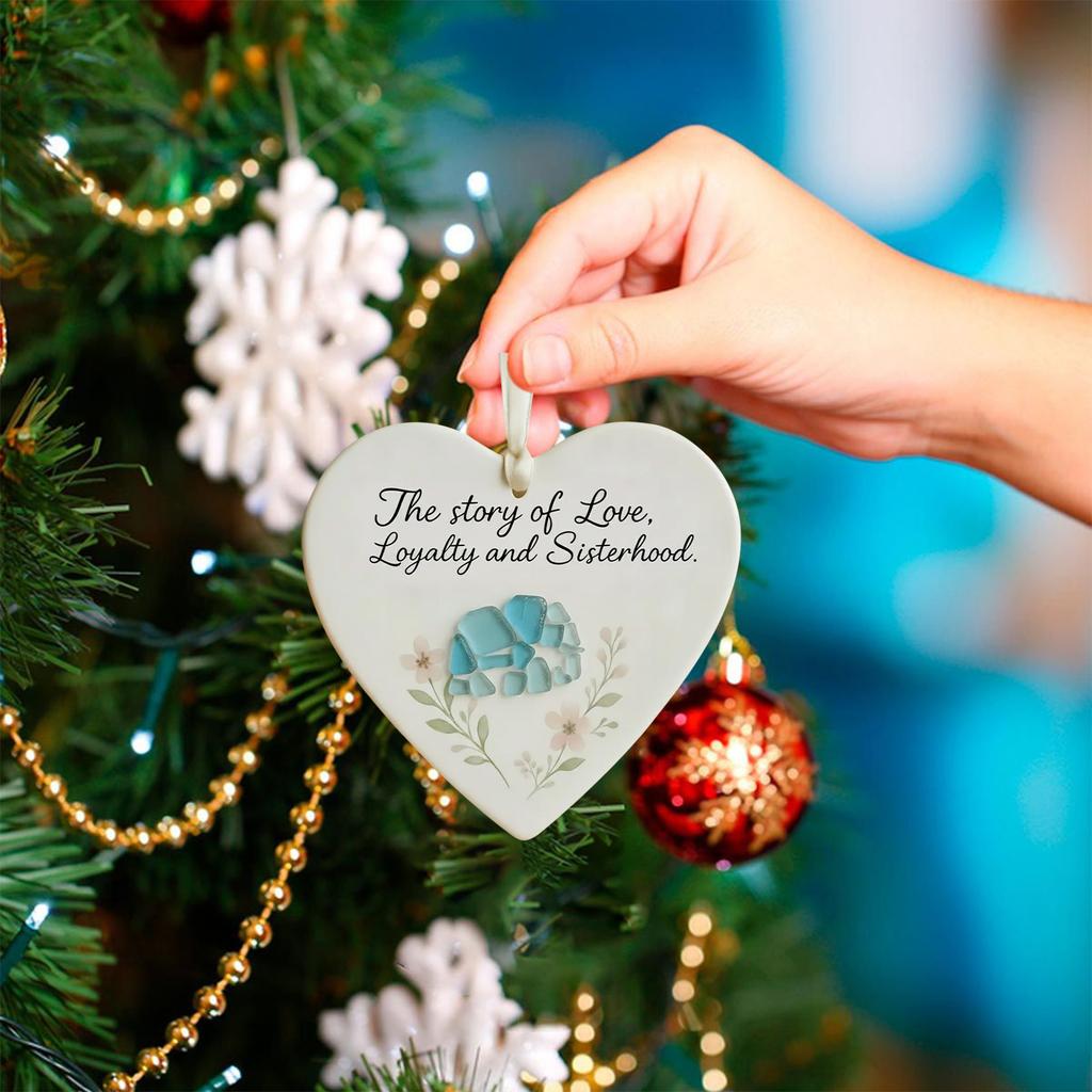 2D Heart-Shaped Sea Glass Friendship Decor Friendship Heart Keepsake Friendship Heart Ornament For Christmas Tree Hanging Ornaments