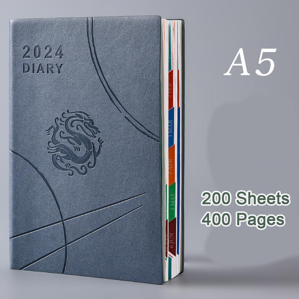 (Logo Can Be Engraved) A5 Leather Business Schedule, 365-day Daily Planner, Study Plan, Time Management Manual, Ledger, Notepad