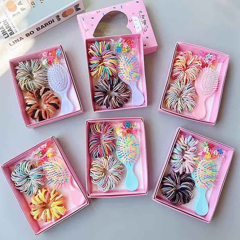 Colorful Hair Accessories Set For Children With Comb Rope Side Clip For School Kids Theme Event Dressingup Hair For Todd