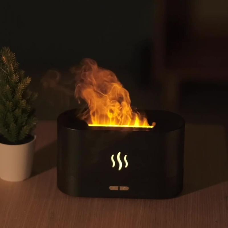 Flame Aromatherapy Diffuser LED Ambient Lighting Auto Off Flame Humidifier Flame Essential Oil Diffuser 6.89 X 4.17 X 3.11in