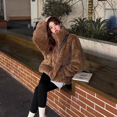 Leather Stand-up Collar Thickened Imitation Lamb Wool Coat Winter New Coat Retro Simple Temperament Light
