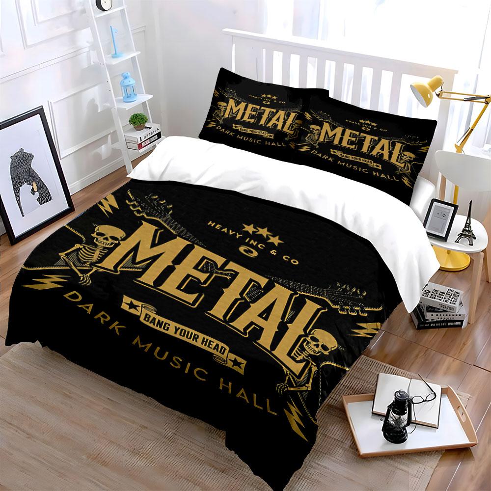 Skulls, skeletons, guitars, text. Bedding sets Duvet cover sets Duvet covers Pillowcases(1* Duvet Cover 2* Pillowcases without duvet insert)