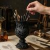 Gothic Stationery Storage 3D Printed Pumpkin Pen Holder, Retro European Style Relief Desktop Art Ornament Organizer, Goblet Shape Organizer for Makeup