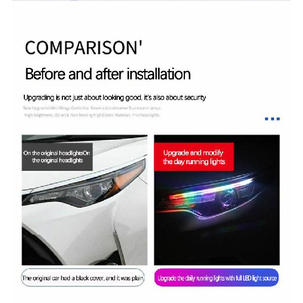 Daytime Running Lights Car LED DRL Lamp Strip DRL Decorative Light Auto Headlight Turn Signal Light RGB With Remote App Control Dome Lights 6