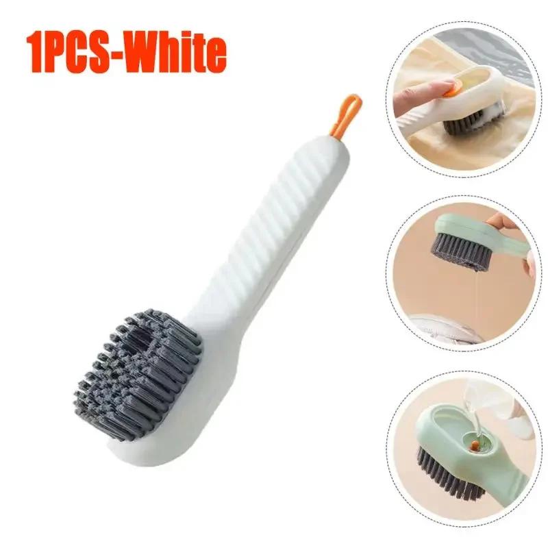 Liquid-Added Shoe Brush, Multifunctional Shoe Cleaning Brush Household Push-Type Liquid-Discharging Soft-Bristled Laundry