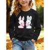 European sizes Kids' Casual Long Sleeve T-Shirt |Cute Cartoon Bunny Heart Pattern,Comfortable Crew Neck Knit Top for Daily Activities and Outdoor Wear