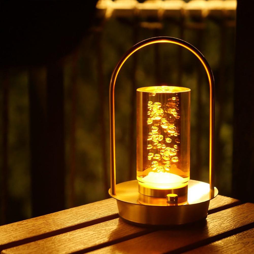 Retro Metal Table Lamp 3 Color Dimming Night Light Cordless LED Rechargeable Touch Table Lamp for Restaurant Hotel Bar Bedroom