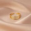 Minimalist Gold /Copper Color Multi-Layer Adjustable Open Ring For Women'S Summer Beach Vacation Party Jewelry