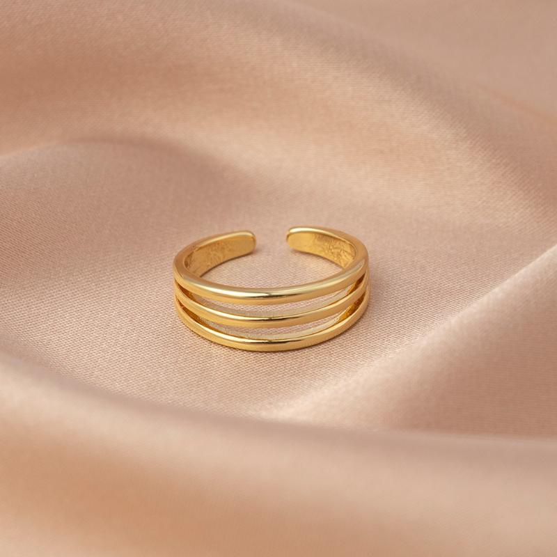 Minimalist Gold /Copper Color Multi-Layer Adjustable Open Ring For Women'S Summer Beach Vacation Party Jewelry