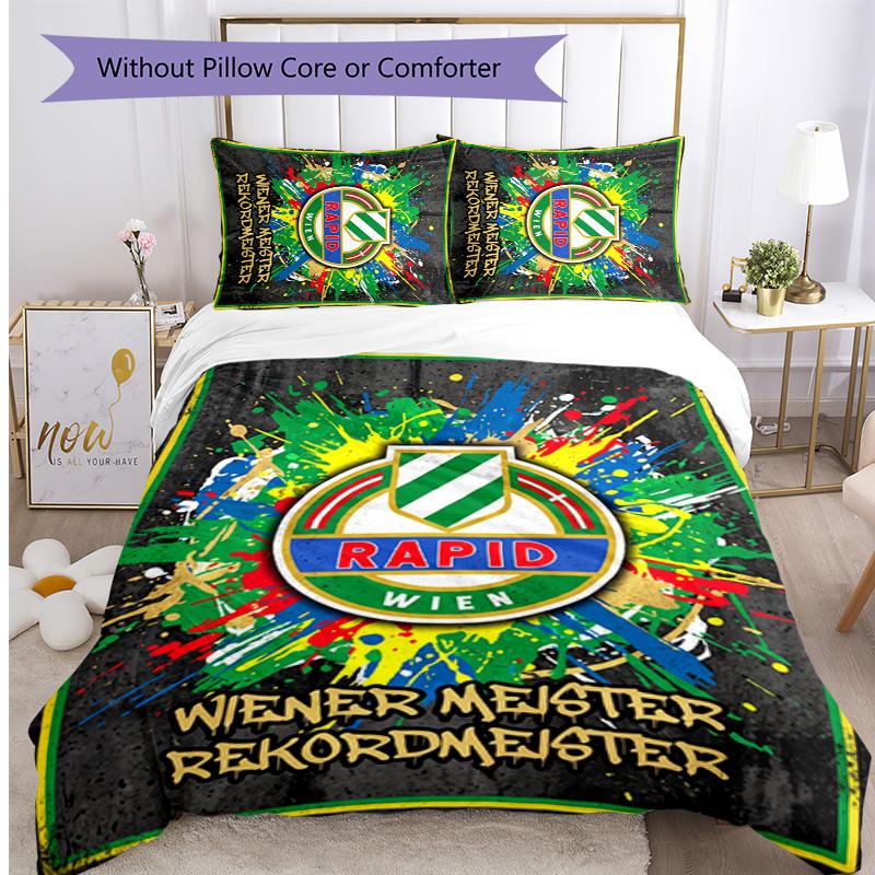 Rapid Wien FC Printed 3PCS Bedding Set Breathable Duvet Cover with Pillowcases Decorative Bed Linen for Bedroom Home