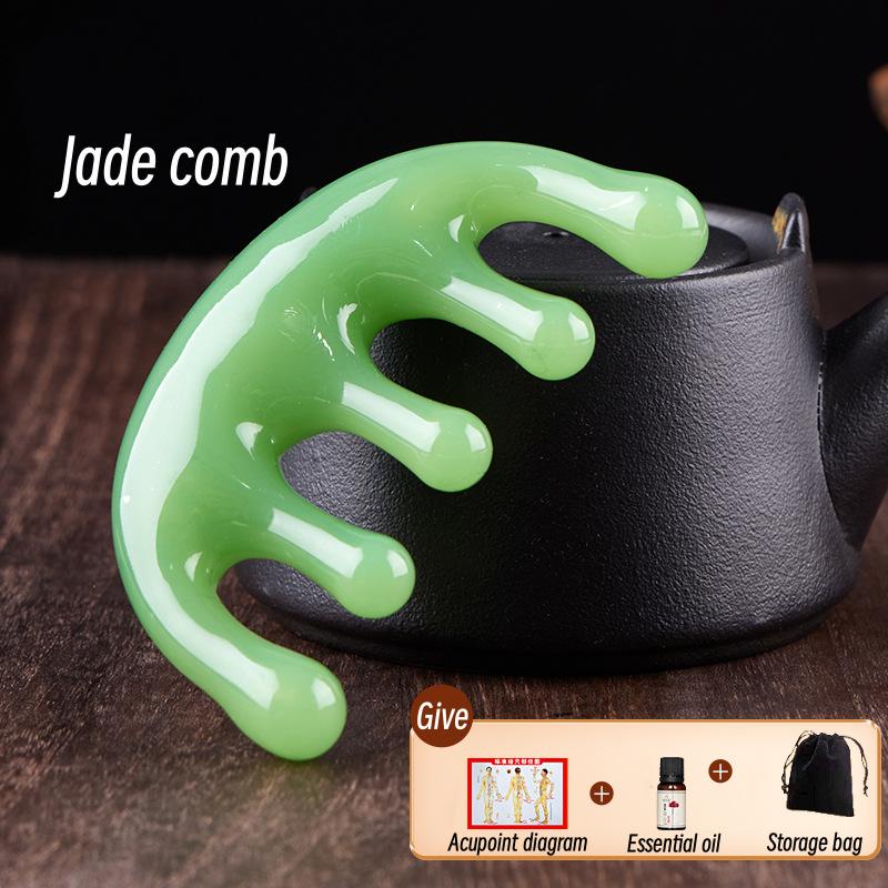 Five-Tooth Round Head Meridian Comb Scalp Relaxation Tool Balancing Oils Healthy Head Therapy Scraping Massaging Comb