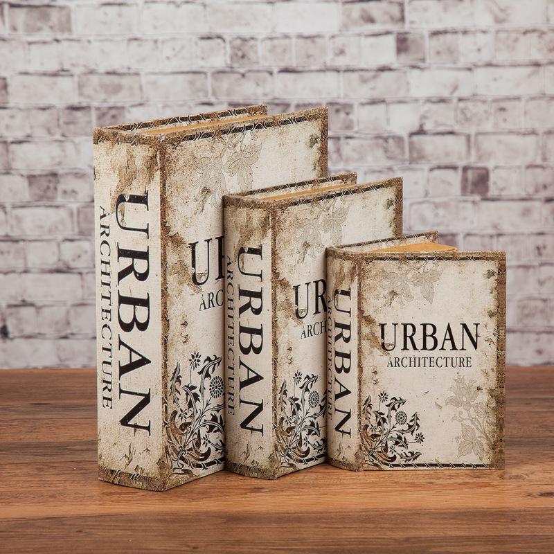 Scaffale per Libri in Legno Retrò Europeo: Ornamenti Vintage e Scatola Decorativa per Libreria