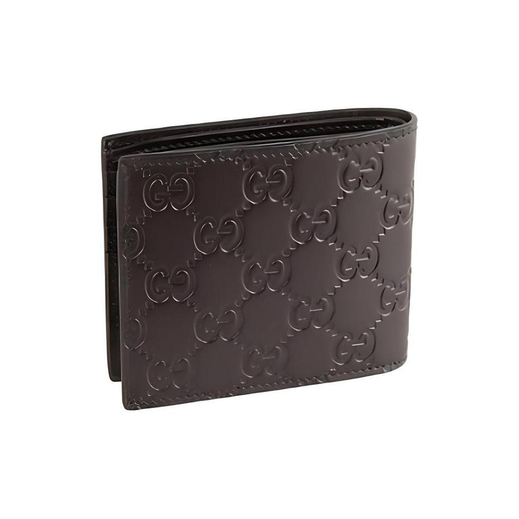 Gucci Monogram Logo Embossed Leather Short Double Fold Wallet Men Wallet Brown 365466-CWC1R-2140