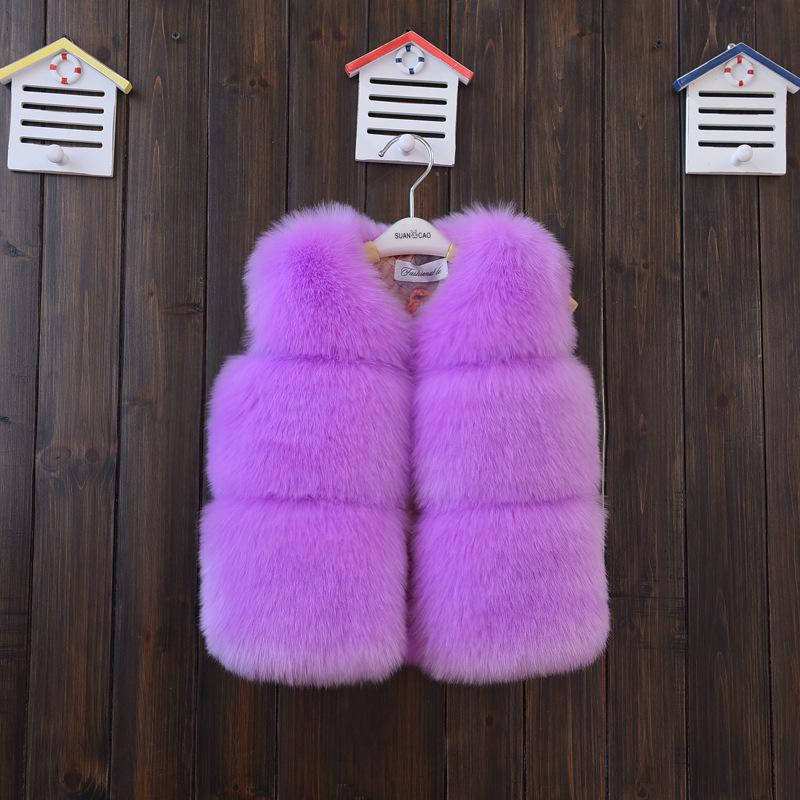 2024 Autumn and Winter Girls Clothes Children's Fur Vest Thickened Cotton Solid Color Coat Wool Fake Fur Jacket
