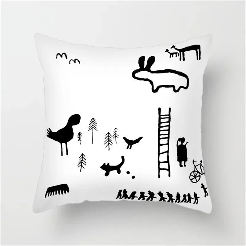 Black Line Decorative Pillowcase Living Room Office Ornaments Home Pillowcase