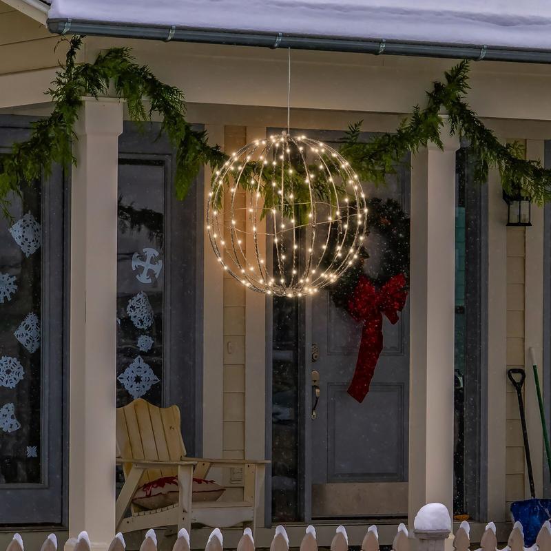 50cm Hanging Ball Light Garden Courtyard Rattan Tree Light Christmas Party Landscape Lamps Fold Metal Frame Home Fairy Lights