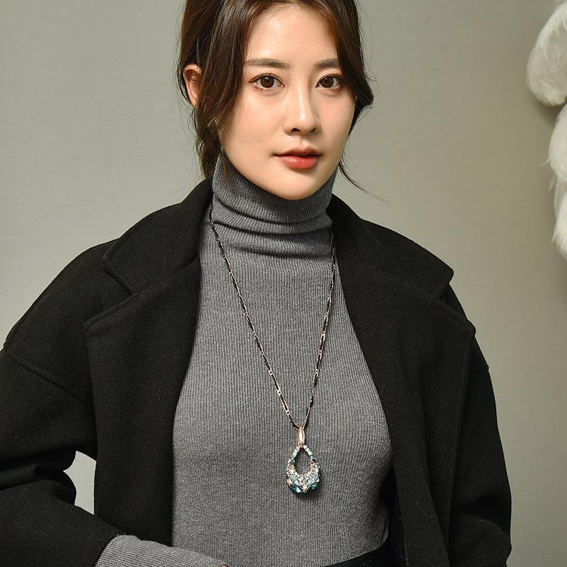 Water Drop Crystal Sweater Chain Long Necklace Versatile Sweater Chain Baroque Necklace Accessories