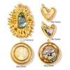 1 Piece Waterproof Natural Shell Charms 18K Gold Plated Round Disc Heart 304 Stainless Steel Pendants For DIY Necklace Making