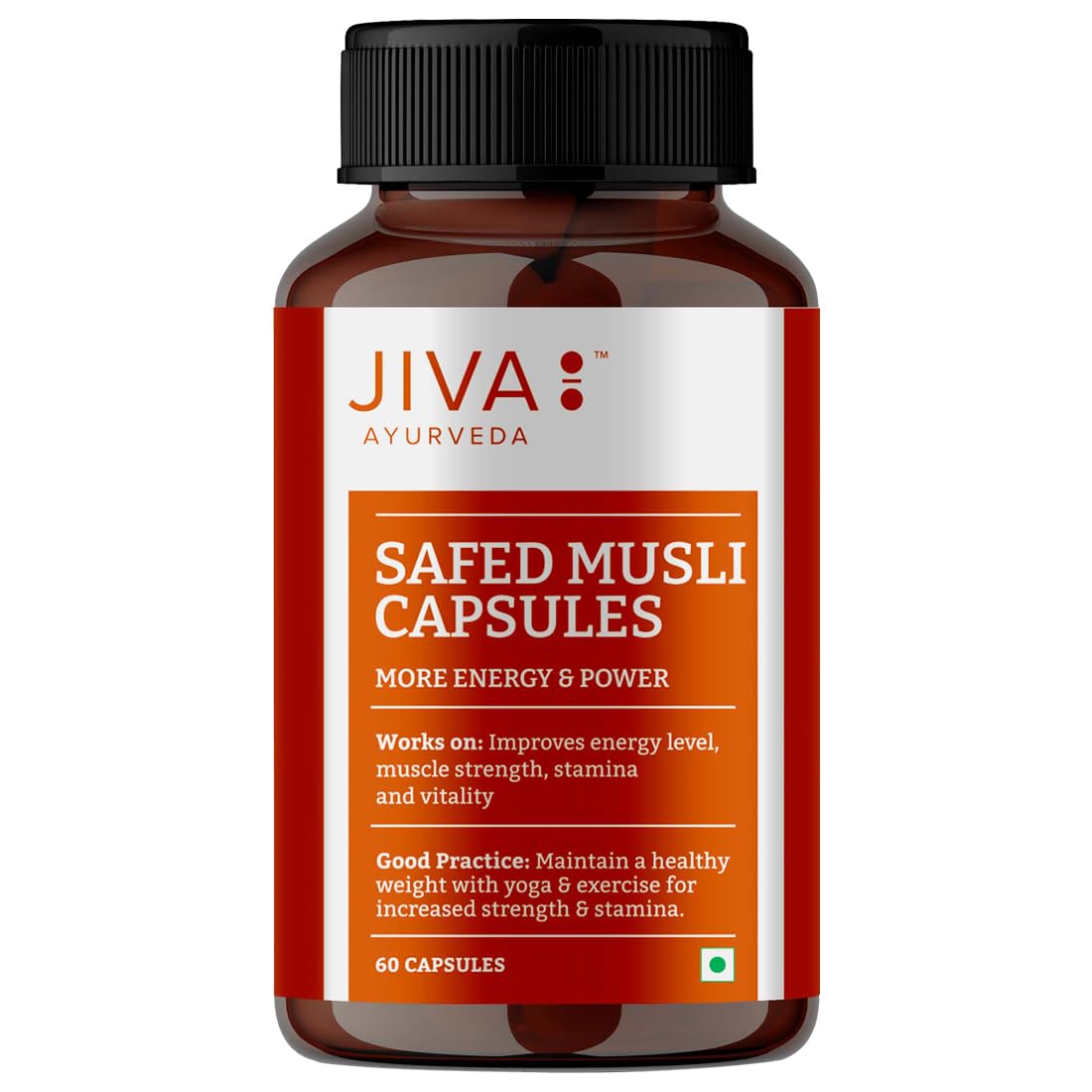 

Jiva Safed Musli Capsules 60 Count Natural Herbal Supplement for Energy and Wellbeing