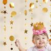 DIY Decoration Glitter Star Circle Paper Garland Golden Party Hanging Decoration  Mother's Day Gift