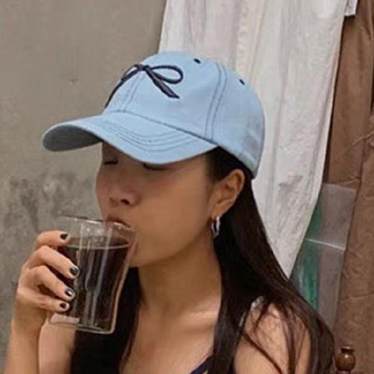 InsStyle Sweet Baseball Hat Peaked Hat Embroidery Bows Sun Hat Summer Spring Hat