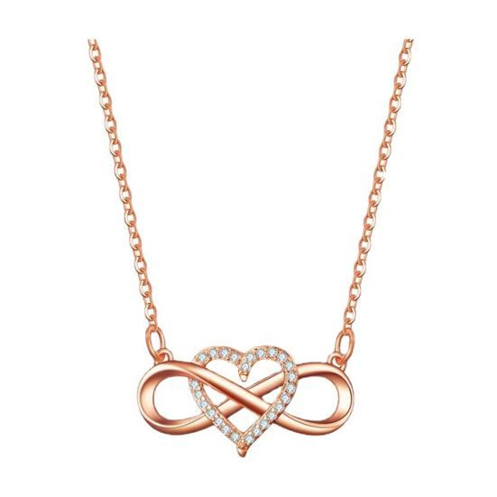 Infinity Heart Necklace for Women Cubic Zirconia Love Heart Pendant Necklace Romantic Birthday Gifts for Girlfriend Wife