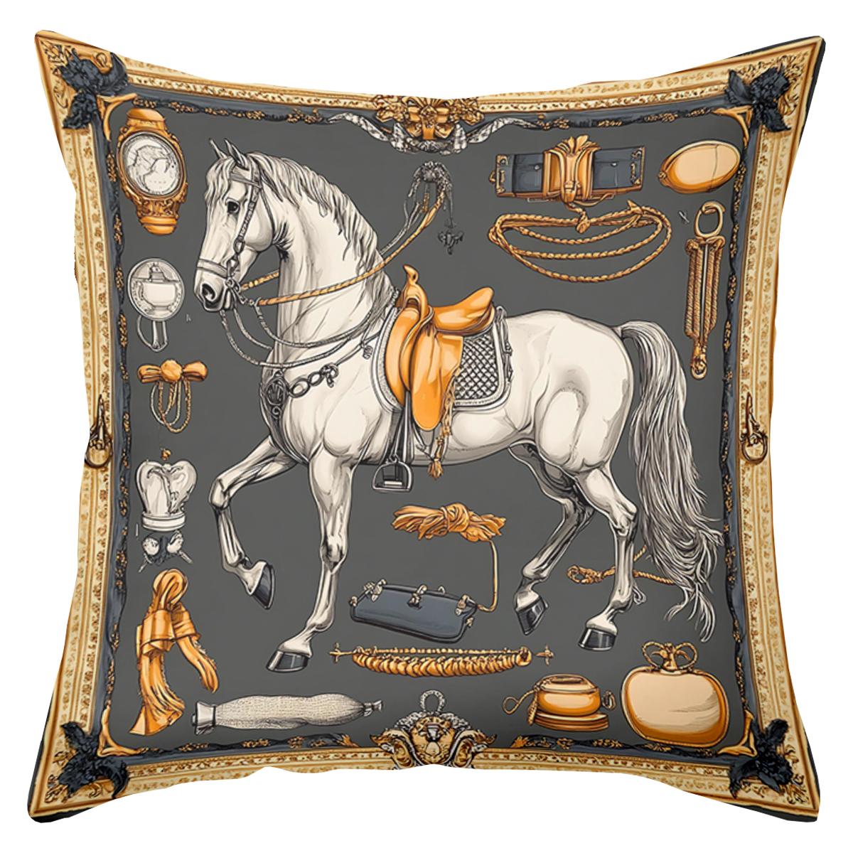 

1 Штука Вишукані Декоративні Подушки з Кінським Візерунком Поліестерова наволочка, декоративна подушка для дивана, подушка для узголів я 16x16Inch