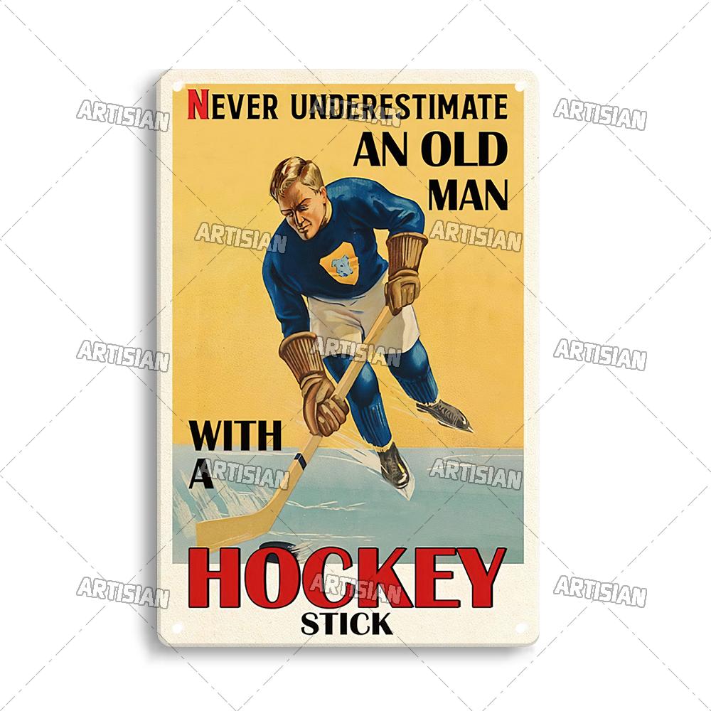 Artisian SPORT Metal Sign Hockey Tin Poster Football Decorative Plate Basketball Baseball Tin Plaque  Wall Decor Garage Bar Pub
